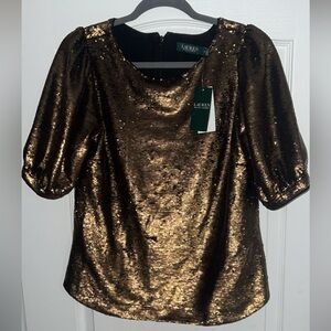 Lauren by Ralph Lauren gold sequined top